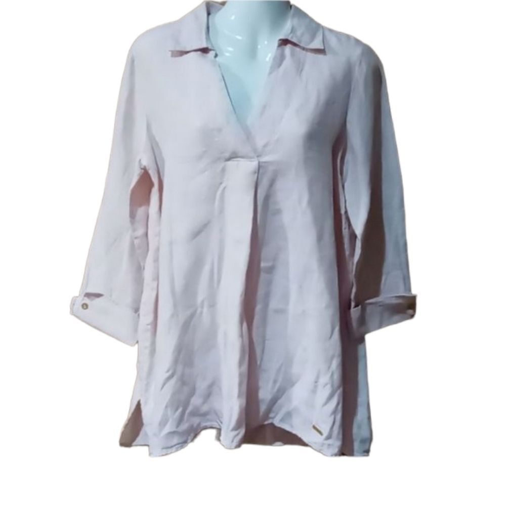 Ellen Tracy pink and white striped linen S
